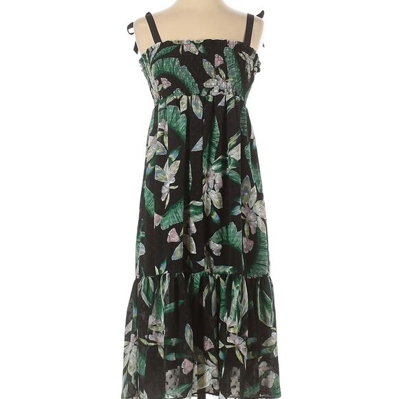 Maette women's black floral flower midi dress size medium M b22 - Picture 5 of 5